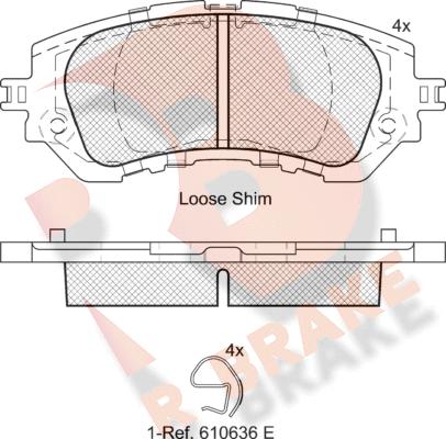 R Brake RB2180 - Bremžu uzliku kompl., Disku bremzes ps1.lv