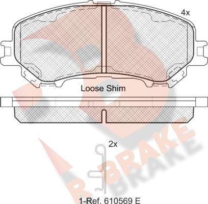 R Brake RB2181-200 - Bremžu uzliku kompl., Disku bremzes ps1.lv