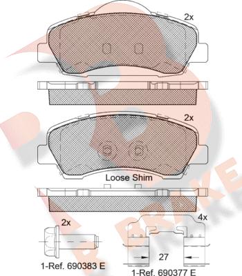 R Brake RB2131-067 - Bremžu uzliku kompl., Disku bremzes ps1.lv