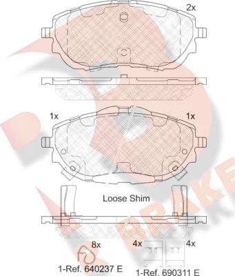 R Brake RB2129 - Bremžu uzliku kompl., Disku bremzes ps1.lv