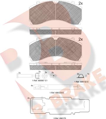 R Brake RB2124-073 - Bremžu uzliku kompl., Disku bremzes ps1.lv