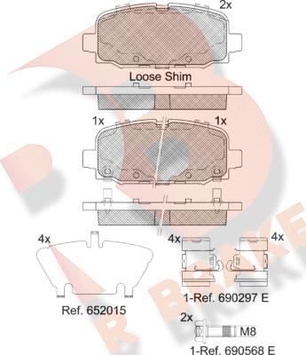 R Brake RB2345 - Bremžu uzliku kompl., Disku bremzes ps1.lv