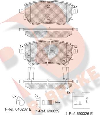 R Brake RB2343 - Bremžu uzliku kompl., Disku bremzes ps1.lv