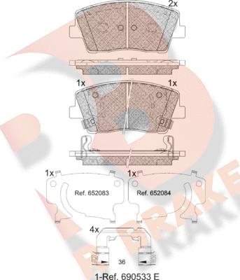 R Brake RB2368 - Bremžu uzliku kompl., Disku bremzes ps1.lv