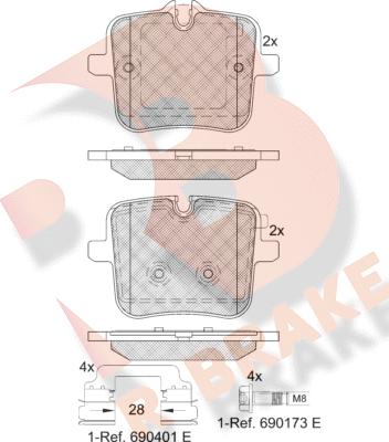 R Brake RB2308 - Bremžu uzliku kompl., Disku bremzes ps1.lv