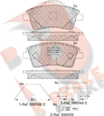 R Brake RB2329 - Bremžu uzliku kompl., Disku bremzes ps1.lv