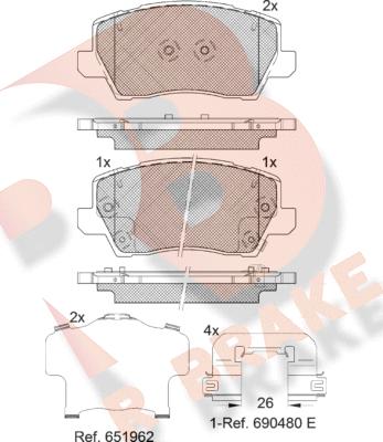 R Brake RB2325 - Bremžu uzliku kompl., Disku bremzes ps1.lv