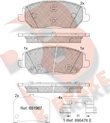 R Brake RB2320 - Bremžu uzliku kompl., Disku bremzes ps1.lv