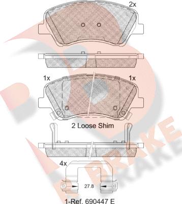 R Brake RB2298 - Bremžu uzliku kompl., Disku bremzes ps1.lv