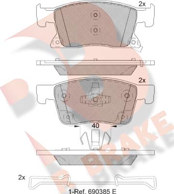 R Brake RB2245 - Bremžu uzliku kompl., Disku bremzes ps1.lv