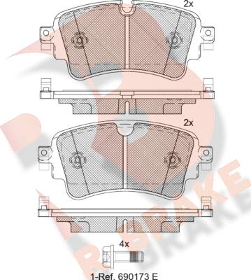 R Brake RB2256 - Bremžu uzliku kompl., Disku bremzes ps1.lv