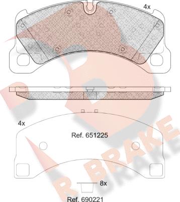 R Brake RB2206 - Bremžu uzliku kompl., Disku bremzes ps1.lv