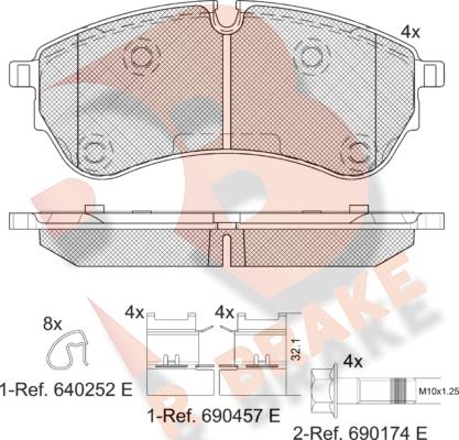 R Brake RB2284 - Bremžu uzliku kompl., Disku bremzes ps1.lv