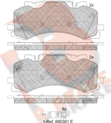 R Brake RB2281 - Bremžu uzliku kompl., Disku bremzes ps1.lv