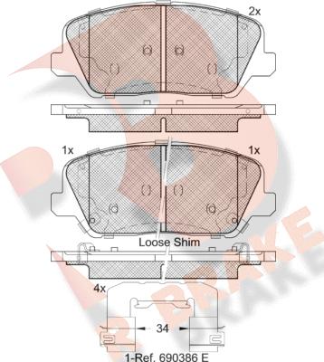 R Brake RB2239 - Bremžu uzliku kompl., Disku bremzes ps1.lv