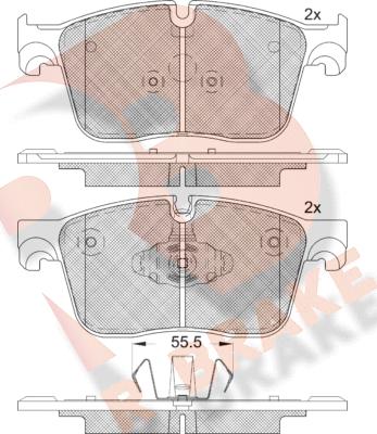 R Brake RB2238 - Bremžu uzliku kompl., Disku bremzes ps1.lv