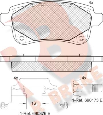 R Brake RB2222-208 - Bremžu uzliku kompl., Disku bremzes ps1.lv