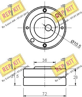 REPKIT RKT1047 - Spriegotājrullītis, Gāzu sadales mehānisma piedziņas siksna ps1.lv