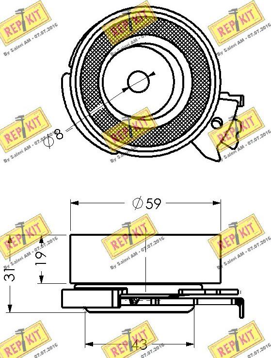 REPKIT RKT1074 - Spriegotājrullītis, Gāzu sadales mehānisma piedziņas siksna ps1.lv