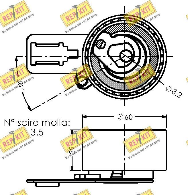 REPKIT RKT3594 - Spriegotājrullītis, Gāzu sadales mehānisma piedziņas siksna ps1.lv