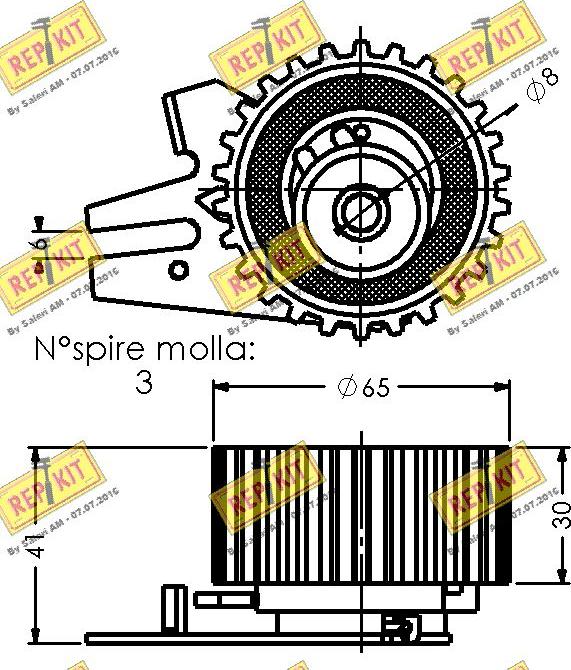 REPKIT RKT3097 - Spriegotājrullītis, Gāzu sadales mehānisma piedziņas siksna ps1.lv