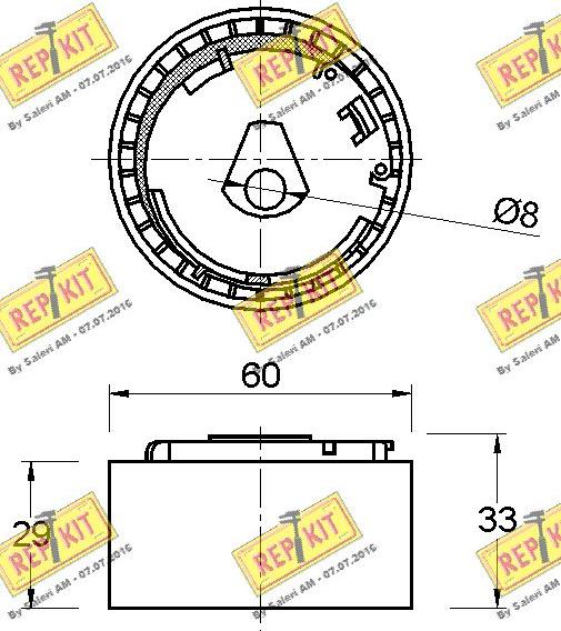 REPKIT RKT3334 - Spriegotājrullītis, Gāzu sadales mehānisma piedziņas siksna ps1.lv