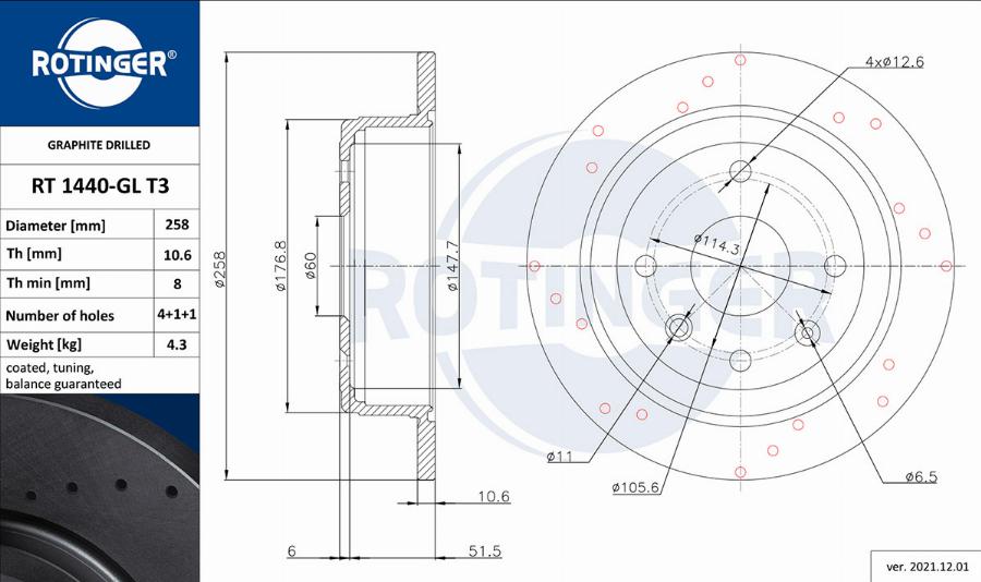 Rotinger RT 1440-GL T3 - Bremžu diski ps1.lv