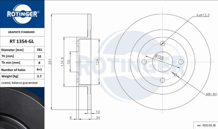 Rotinger RT 1354-GL - Bremžu diski ps1.lv