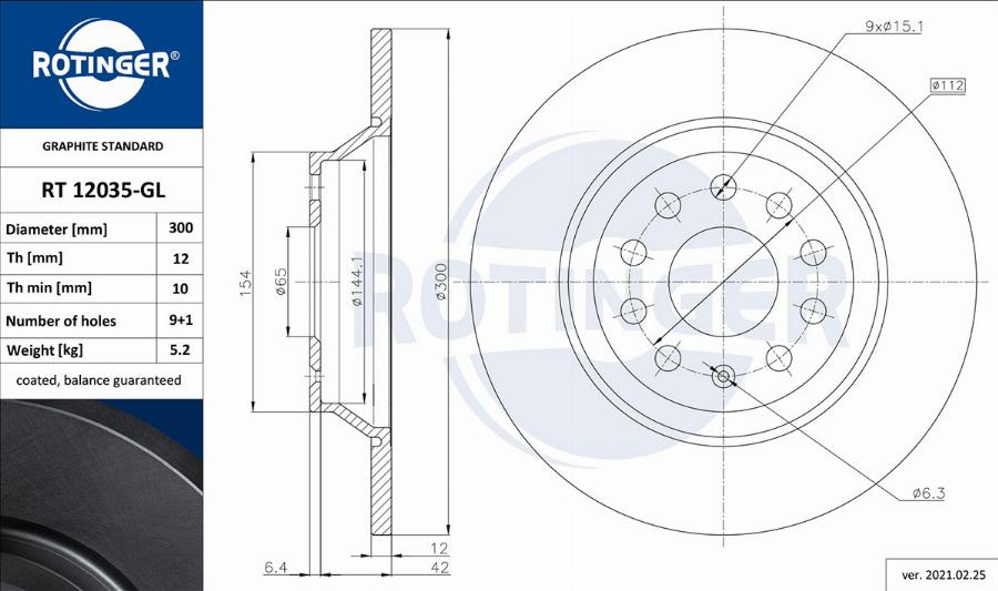 Rotinger RT 12035-GL - Bremžu diski ps1.lv