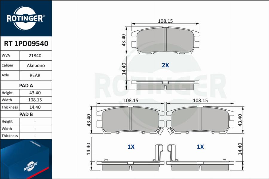 Rotinger RT 1PD09540 - Bremžu uzliku kompl., Disku bremzes ps1.lv