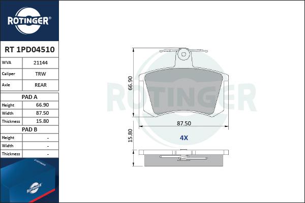 Rotinger RT 1PD04510 - Bremžu uzliku kompl., Disku bremzes ps1.lv