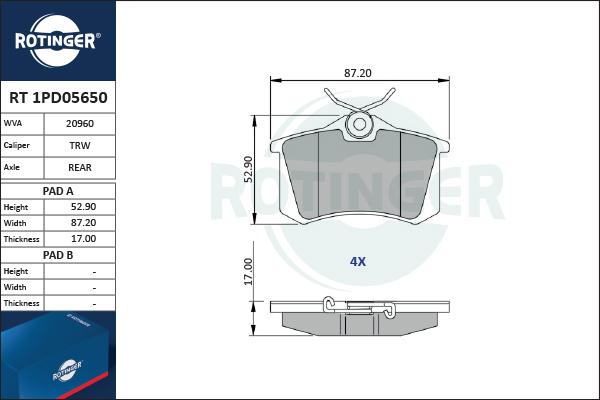 Rotinger RT 1PD05650 - Bremžu uzliku kompl., Disku bremzes ps1.lv