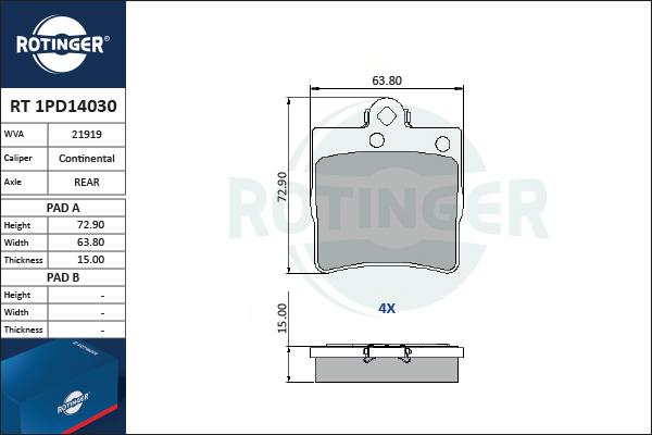 Rotinger RT 1PD14030 - Bremžu uzliku kompl., Disku bremzes ps1.lv