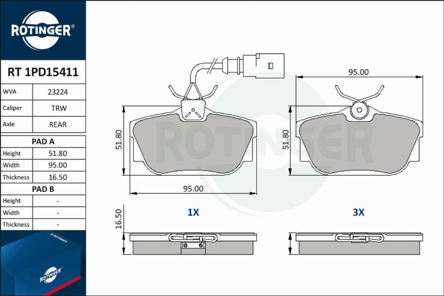 Rotinger RT 1PD15411 - Bremžu uzliku kompl., Disku bremzes ps1.lv