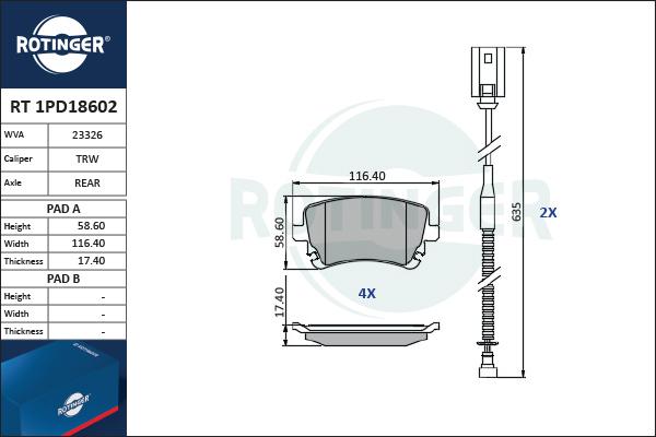 Rotinger RT 1PD18602 - Bremžu uzliku kompl., Disku bremzes ps1.lv