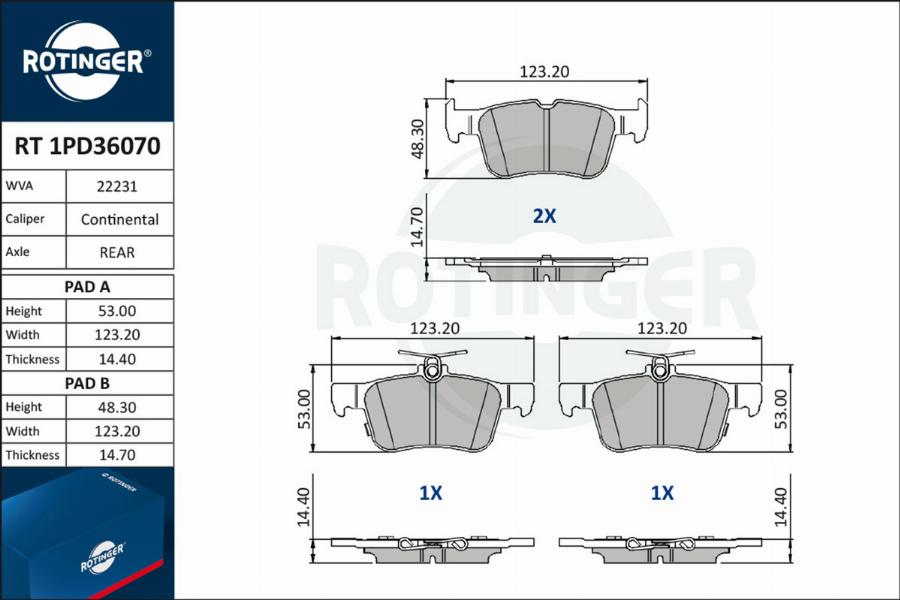 Rotinger RT 1PD36070 - Bremžu uzliku kompl., Disku bremzes ps1.lv