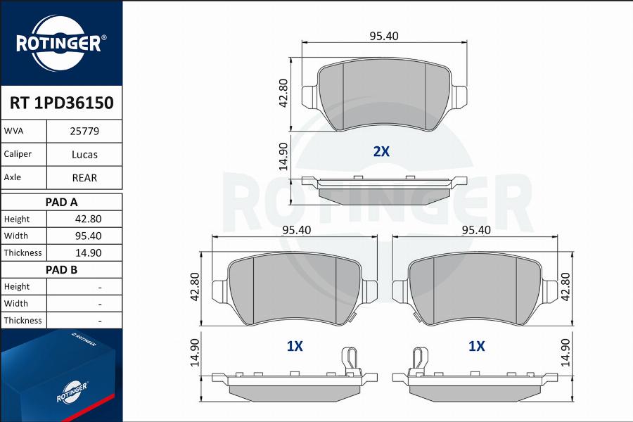 Rotinger RT 1PD36150 - Bremžu uzliku kompl., Disku bremzes ps1.lv