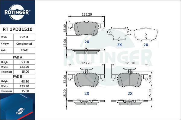 Rotinger RT 1PD31510 - Bremžu uzliku kompl., Disku bremzes ps1.lv