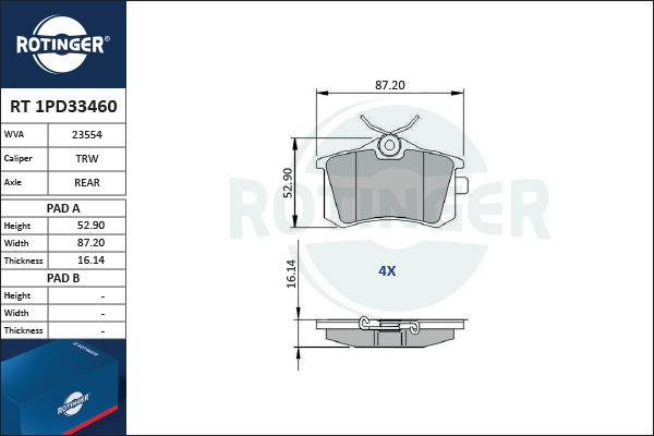 Rotinger RT 1PD33460 - Bremžu uzliku kompl., Disku bremzes ps1.lv