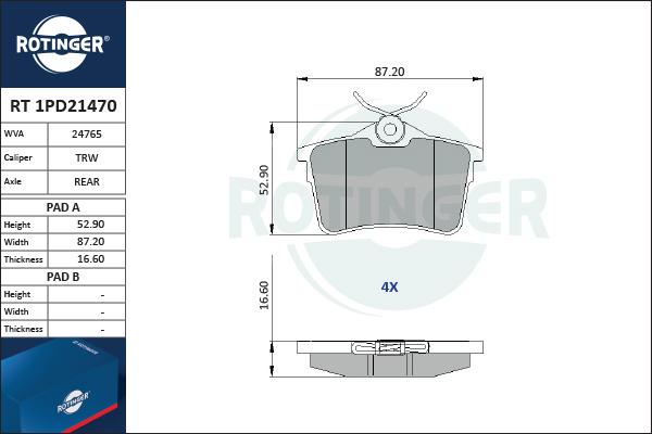 Rotinger RT 1PD21470 - Bremžu uzliku kompl., Disku bremzes ps1.lv