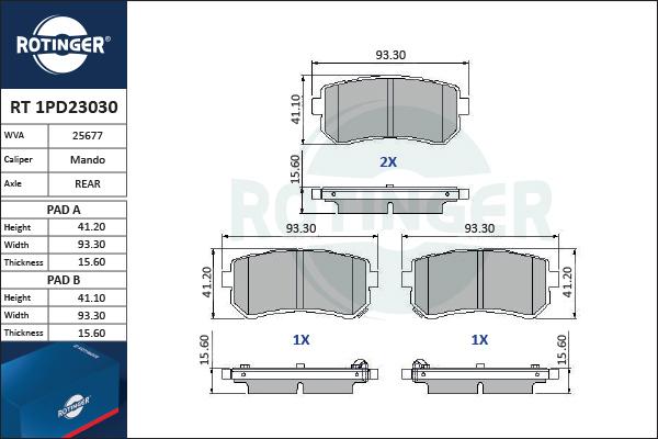 Rotinger RT 1PD23030 - Bremžu uzliku kompl., Disku bremzes ps1.lv