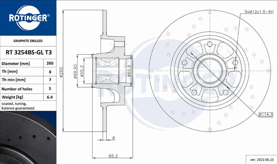 Rotinger RT 3254BS-GL T3 - Bremžu diski ps1.lv