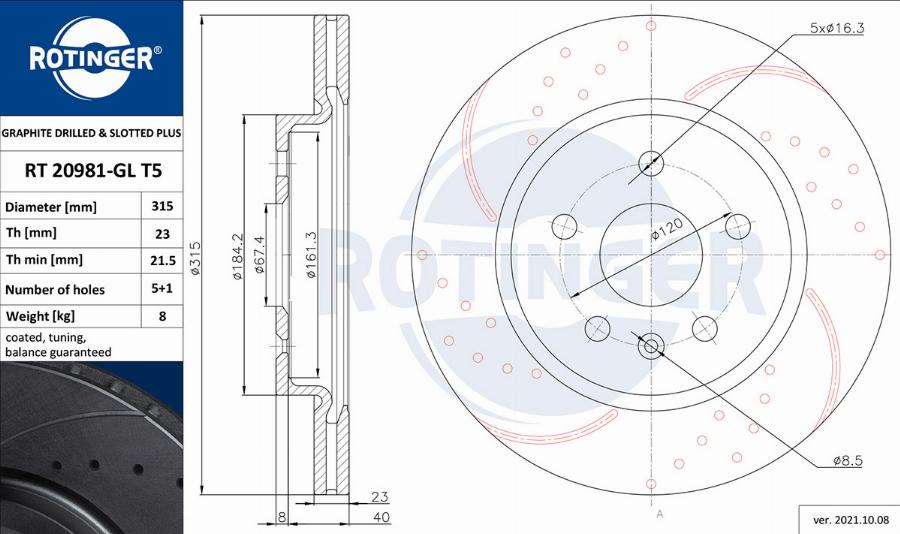 Rotinger RT 20981-GL T5 - Bremžu diski ps1.lv