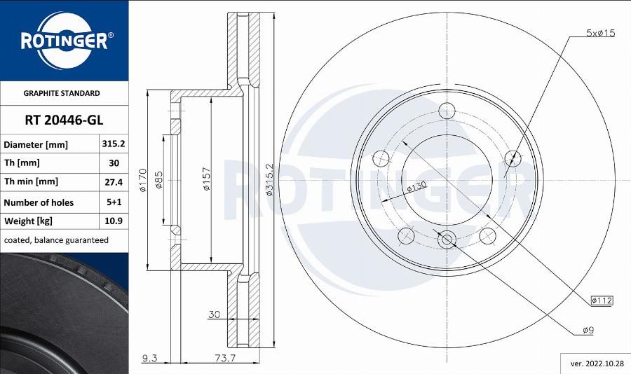 Rotinger RT 20446-GL - Bremžu diski ps1.lv