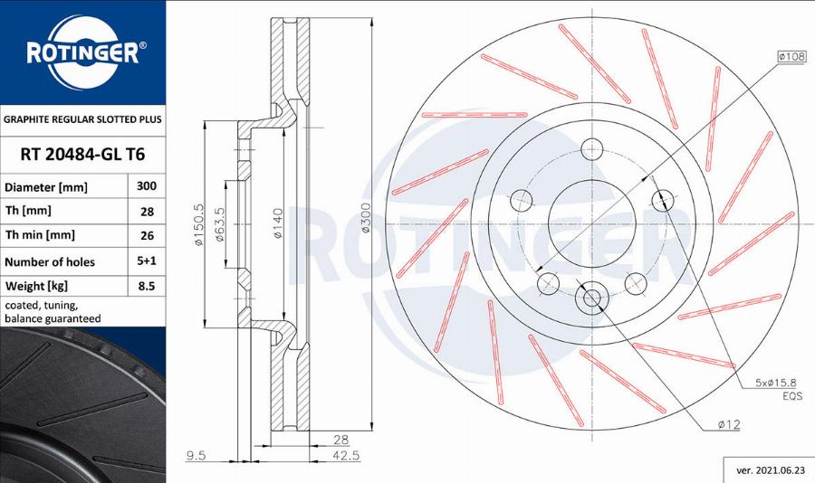 Rotinger RT 20484-GL T6 - Bremžu diski ps1.lv