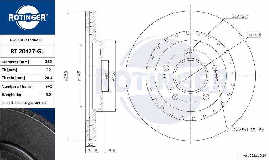 Rotinger RT 20427-GL - Bremžu diski ps1.lv