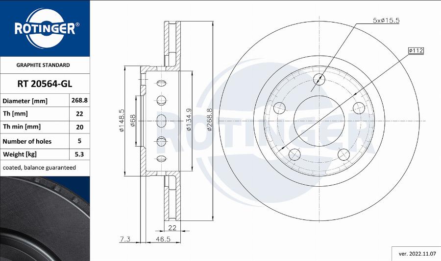 Rotinger RT 20564-GL - Bremžu diski ps1.lv