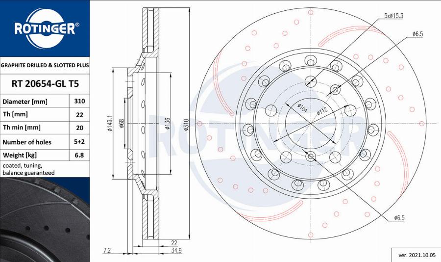 Rotinger RT 20654-GL T5 - Bremžu diski ps1.lv