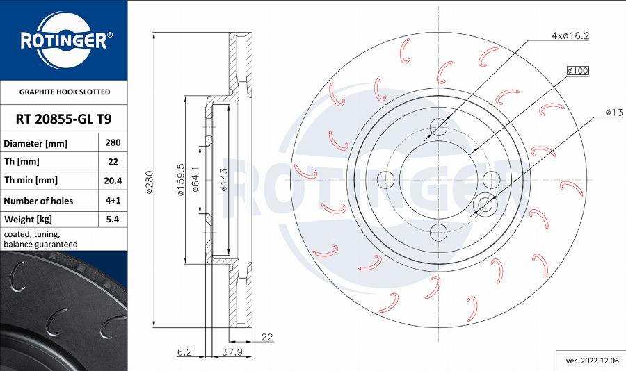 Rotinger RT 20855-GL T9 - Bremžu diski ps1.lv