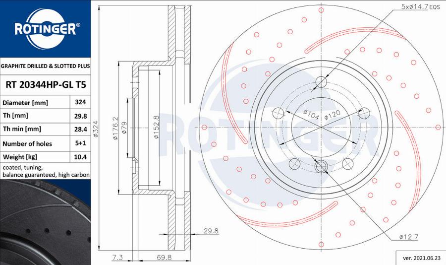 Rotinger RT 20344HP-GL T5 - Bremžu diski ps1.lv